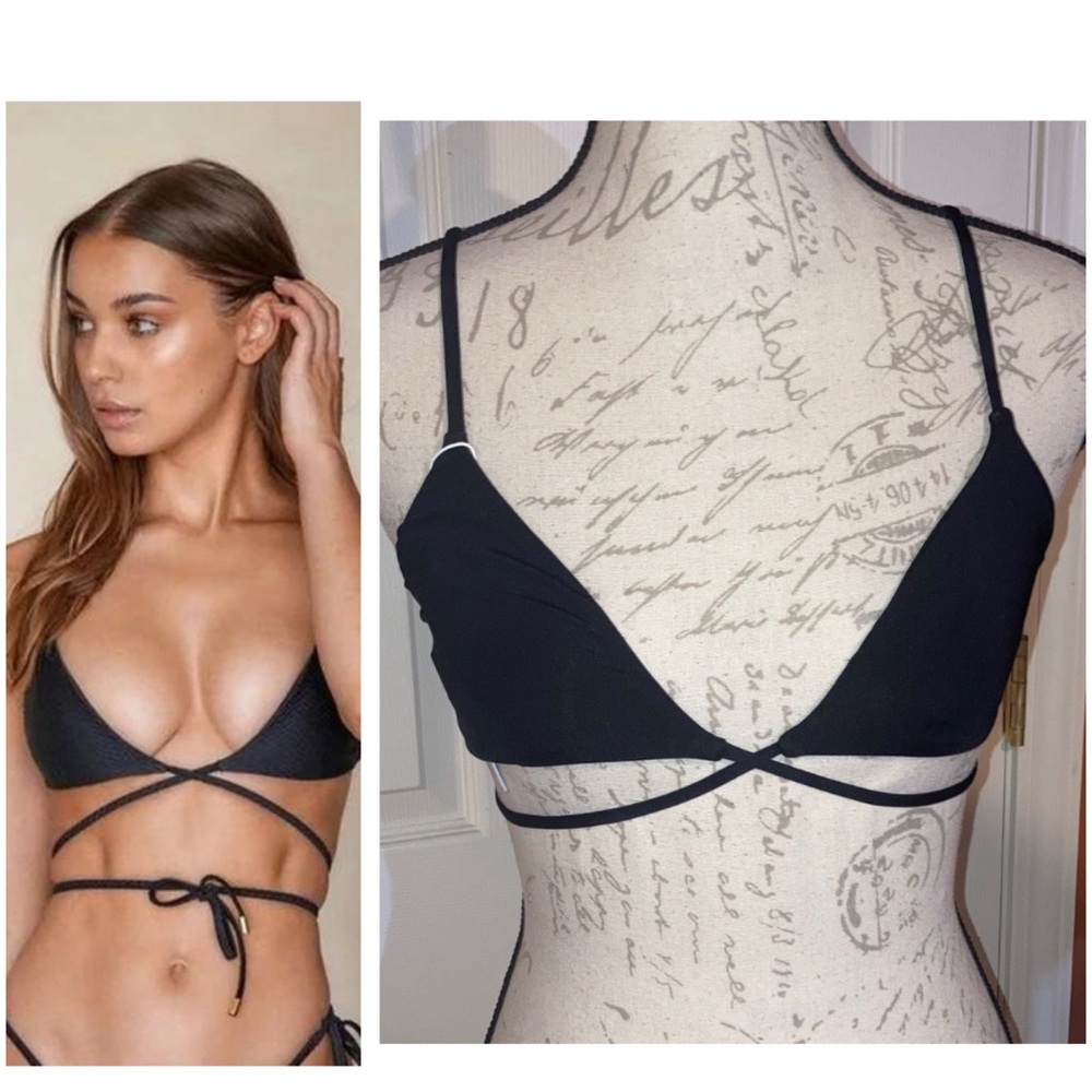 NWT Monday St Martin Swimwear Bikini Top Black Sz Small